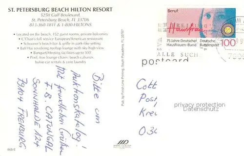 AK / Ansichtskarte St_Petersburg_Florida Hilton Hotel Beach 