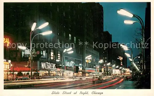AK / Ansichtskarte Chicago_Illinois State Street at night 