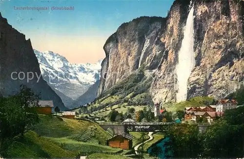 AK / Ansichtskarte Lauterbrunnen_BE Lauterbrunnental Staubbach Wasserfall Berner Alpen Lauterbrunnen BE