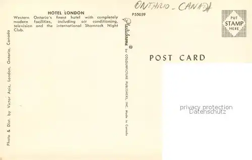 AK / Ansichtskarte London_Ontario Hotel London London Ontario