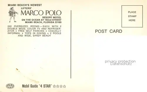 AK / Ansichtskarte Miami_Beach Marco Polo Resort Motel Atlantic Ocean 