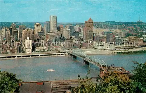 AK / Ansichtskarte Pittsburgh Downtown Monongahela River and Smithfield Bridge Pittsburgh