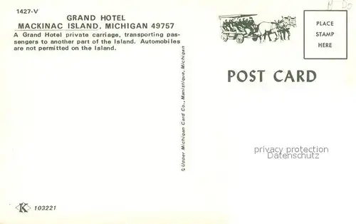 AK / Ansichtskarte Mackinac_Island Grand Hotel Pferdedroschke 