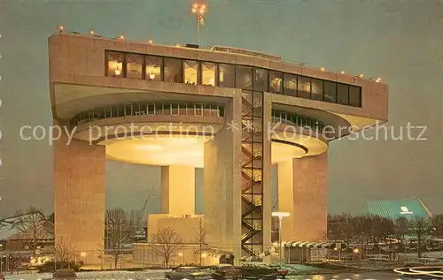 AK / Ansichtskarte New_York_City The Port of New York Authority Heliport and Exhibit Building at night Worlds Fair New_York_City
