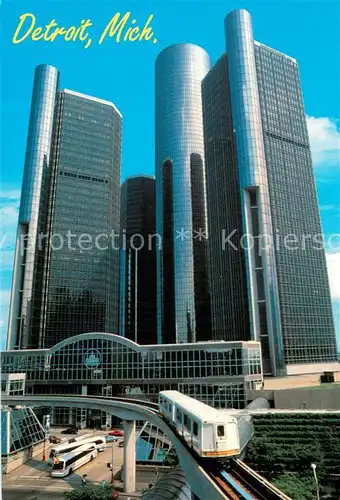 AK / Ansichtskarte Detroit_Michigan The People Mover approching the Renaissance Center Skyscraper 