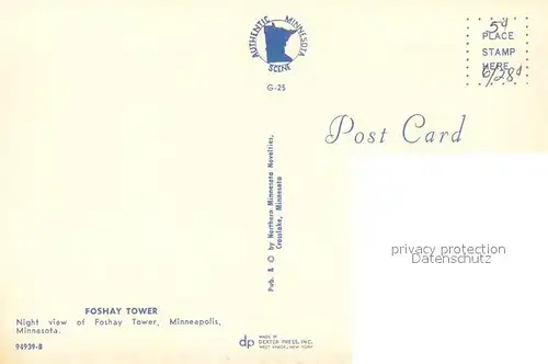 AK / Ansichtskarte Minneapolis_Minnesota Night view of Foshay Tower 
