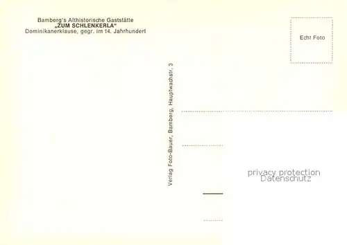 AK / Ansichtskarte Bamberg Gastraum Althistorische Gaststaette Zum Schlenkerla 14. Jhdt. Bamberg