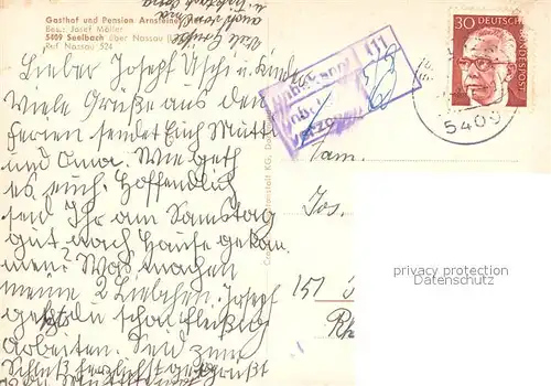 AK / Ansichtskarte Seelbach_Nassau Gasthof Pension Arnsteiner Hof Kloster Arnstein Seelbach Nassau