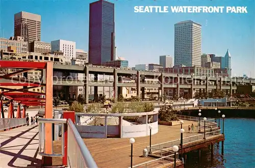 AK / Ansichtskarte Seattle Waterfront Park on Elliott Bay Downtown Skyscrapers 
