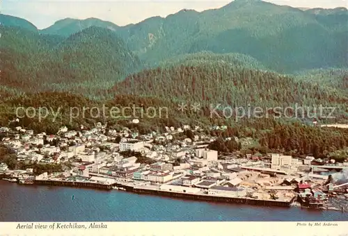 AK / Ansichtskarte Ketchikan_Alaska Aerial view showing Tongass Narrows with the city 