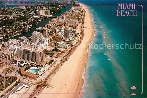AK / Ansichtskarte Miami_Beach looking north with wide beaches and boardwalk Atlantic Ocean aerial view 