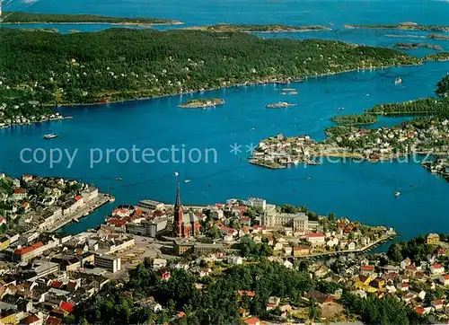 AK / Ansichtskarte Arendal_Norge Aerial view of the Town towards Tromoya Island 