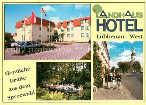 AK / Ansichtskarte Gross_Beuchow Landhaus Hotel Kahnfahrt Ortsmotiv mit Kirche Gross Beuchow