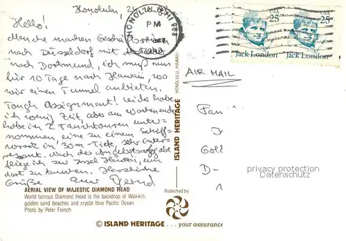 AK / Ansichtskarte Honolulu Aerial view of majestic Diamon Head Pacific Ocean 