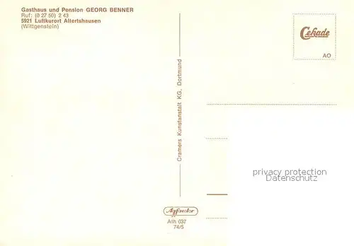 AK / Ansichtskarte Alertshausen Gasthof Pension Benner Landschaftspanorama Alertshausen