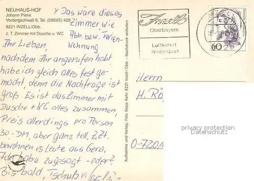 AK / Ansichtskarte Inzell Neuhaus Hof Gaestehaus Pension Blumenschmuck Inzell