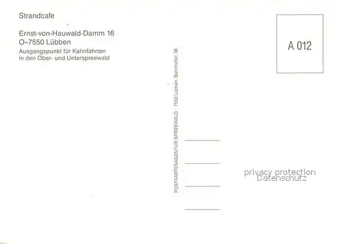 AK / Ansichtskarte Luebben_Spreewald Spreewaldgaststaette Strandcafe Gastraum Kahnfahrten Luebben Spreewald