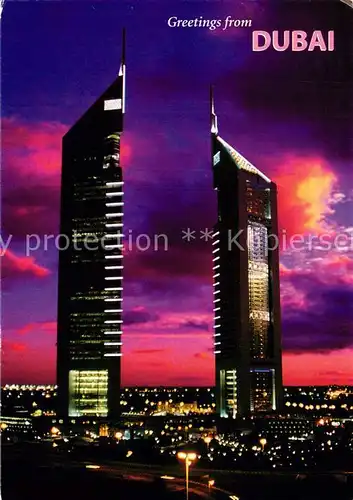 AK / Ansichtskarte Dubai Dubai Emirates Towers at night Dubai