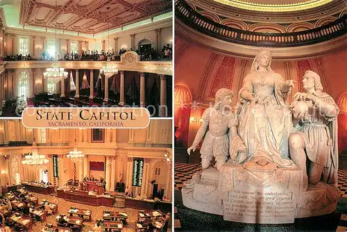 AK / Ansichtskarte Sacramento_California State Capitol Senate Chambers California Assembly Rotunda Sculpture 