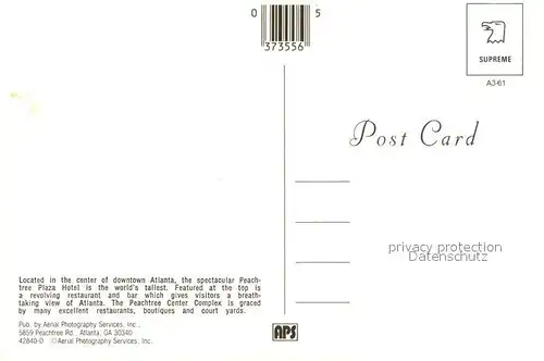 AK / Ansichtskarte Atlanta_Georgia Peachtree Center Complex Plaza Hotel Downtown Skyscraper Tower 