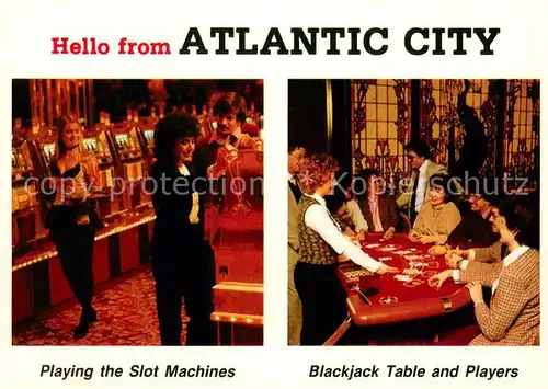 AK / Ansichtskarte Atlantic_City_New_Jersey Casino Slot Machines Blackjack Table 