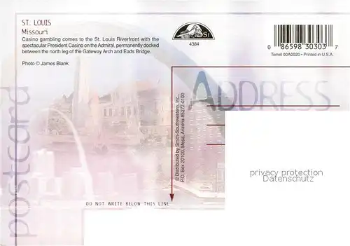 AK / Ansichtskarte Saint_Louis_Missouri Riverfront with the President Casino on the Admiral Gateway Arch and Eads Bridge at night Saint_Louis_Missouri