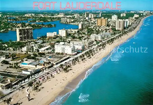 AK / Ansichtskarte Fort_Lauderdale_Florida Main hotels along A1A looking north aerial view 