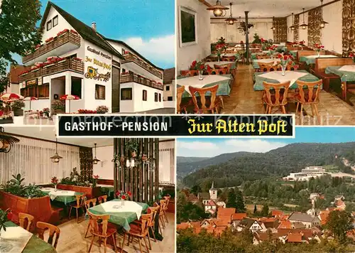 AK / Ansichtskarte Unterleinleiter Gasthof Pension Zur alten Post Ortsansicht mit Kirche Unterleinleiter