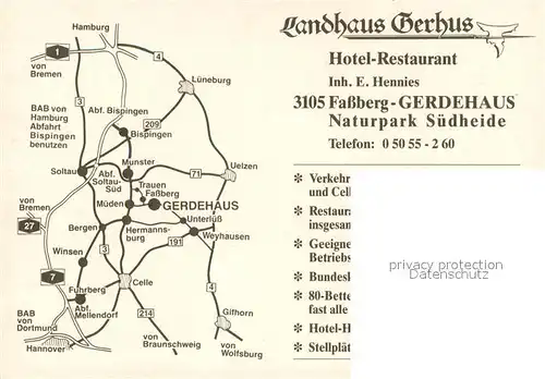 AK / Ansichtskarte Gerdehaus Landhaus Gerhus Hotel Restaurant Naturpark Suedheide Gerdehaus