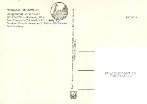 AK / Ansichtskarte Pfaben Naturpark Steinwald Berggasthof Zrenner Pfaben