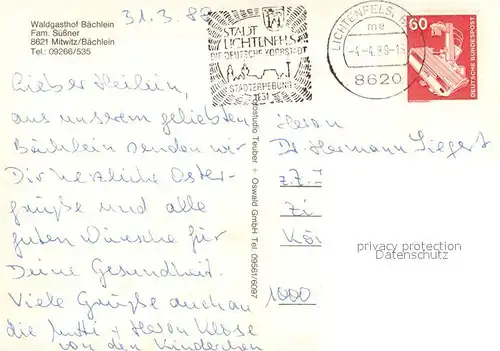 AK / Ansichtskarte Mitwitz Waldgasthof Baechlein Restaurant Terrasse Mitwitz