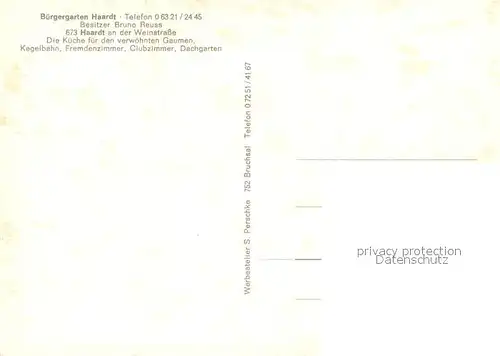 AK / Ansichtskarte Haardt_Weinstrasse Buergergarten Haardt Restaurant Haardt_Weinstrasse