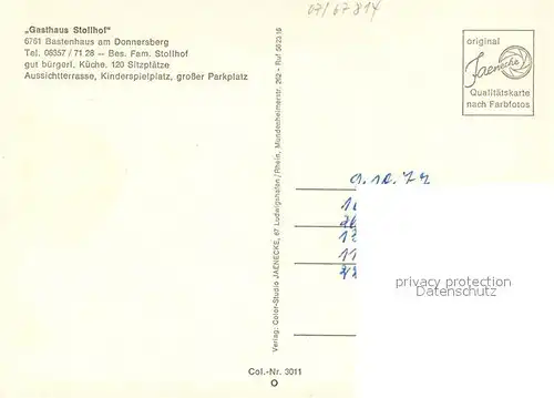 AK / Ansichtskarte Bastenhaus Gasthaus Stollhof Gastraum Aussichtsturm Sender bastenhaus