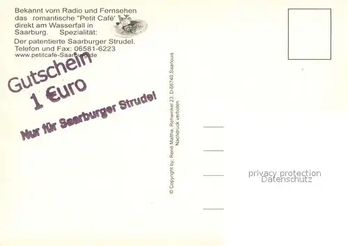 AK / Ansichtskarte Saarburg_Saar Petit Cafe Gastraum 10 Jahre Jubilaeum Saarburg Saar