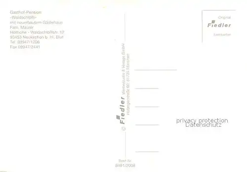 AK / Ansichtskarte Neukirchen_Heilig_Blut Gasthof Pension Waldschloessl Teilansichten Innen u. Aussen Neukirchen_Heilig_Blut