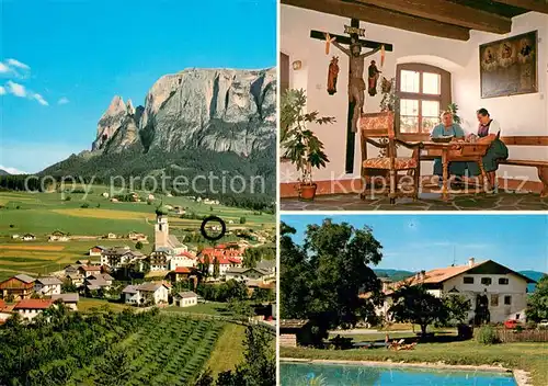 AK / Ansichtskarte Voels_Schlern_Suedtirol Schlerngebiet m. Garni Moarnhof Innen u. Aussen Voels_Schlern_Suedtirol