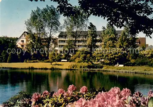 AK / Ansichtskarte Bad_Meinberg Am Kurkparksee m. Haus Stork u. Haus Schwanensee Bad_Meinberg