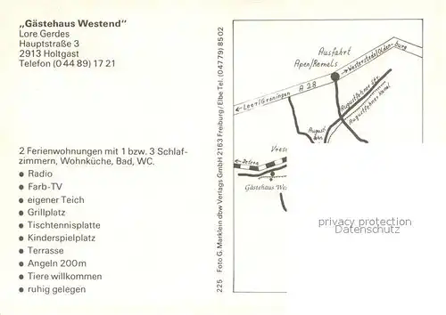 AK / Ansichtskarte Holtgast Gaestehaus Westend Teilansichten u. Anfahrt Holtgast