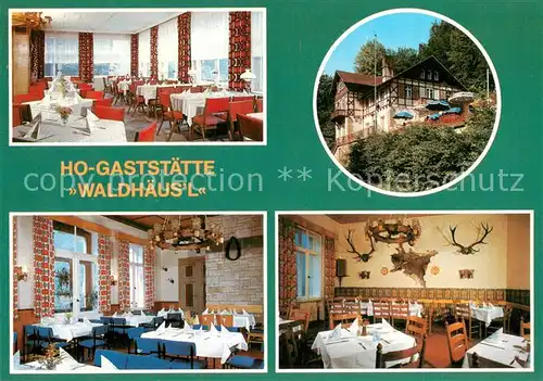 AK / Ansichtskarte Bad_Schandau Ho Gaststaette Waldhaeusle Innen  und Aussenansichten Bad_Schandau