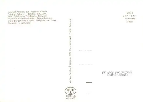 AK / Ansichtskarte Egloffstein Gasthof Pension Zur frischen Quelle Fraenkische Schweiz Egloffstein