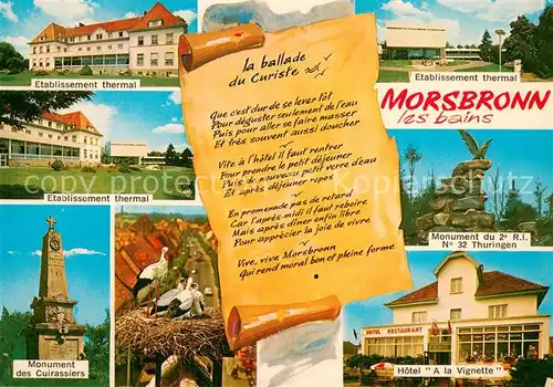 AK / Ansichtskarte Morsbronn les Bains hotel A la vignette Monument des Cuirassiers Etablissement Thermal Morsbronn les Bains