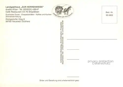 AK / Ansichtskarte Neustadt_Harz Landgasthaus Zur Herrenwiese Cafe Restaurant Neustadt_Harz