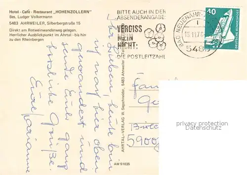 AK / Ansichtskarte Ahrweiler_Ahr Hotel Cafe Restaurant Hohenzollern Terrasse Weinberge Ahrweiler_Ahr