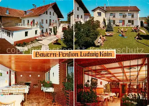AK / Ansichtskarte Hellmannsberg_Waging_See Bauern Pension Ludwig Kain Gastraeume Liegewiese Hellmannsberg_Waging_See