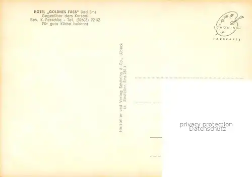 AK / Ansichtskarte Bad_Ems Hotel Goldnes Fass Bad_Ems