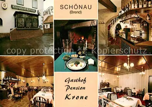 AK / Ansichtskarte Schoenau_Brend Gasthof Pension Krone Gastraeume Kaminzimmer Bar Schoenau Brend