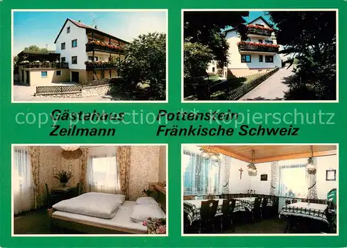 AK / Ansichtskarte Pottenstein_Oberfranken Gaestehaus Zeilmann Zimmer Gaststube Pottenstein_Oberfranken