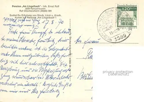 AK / Ansichtskarte Rengshausen_Hessen Pension Am Lingelbach Liegewiese Terrasse Pferdekutsche Rengshausen Hessen