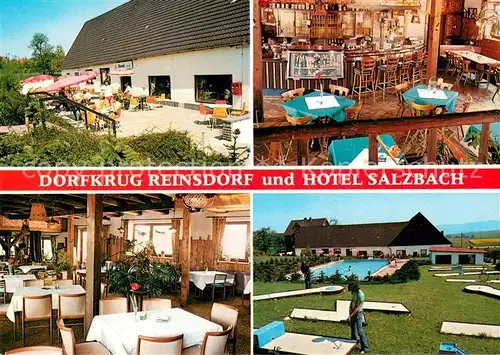 AK / Ansichtskarte Reinsdorf_Apelern Restaurant Dorfkrug Hotel Salzbach Gastraum Bar Pool Minigolf Reinsdorf_Apelern