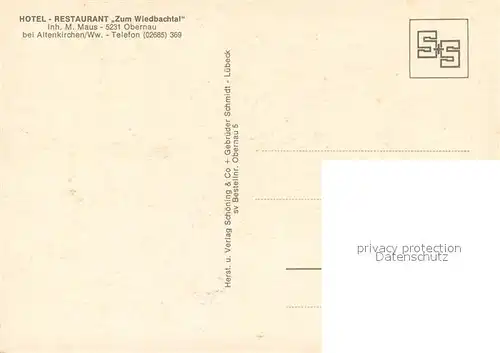 AK / Ansichtskarte Obernau_Westerwald Hotel Restaurant Zum Wiedbachtal Gastraeume Bar Obernau_Westerwald